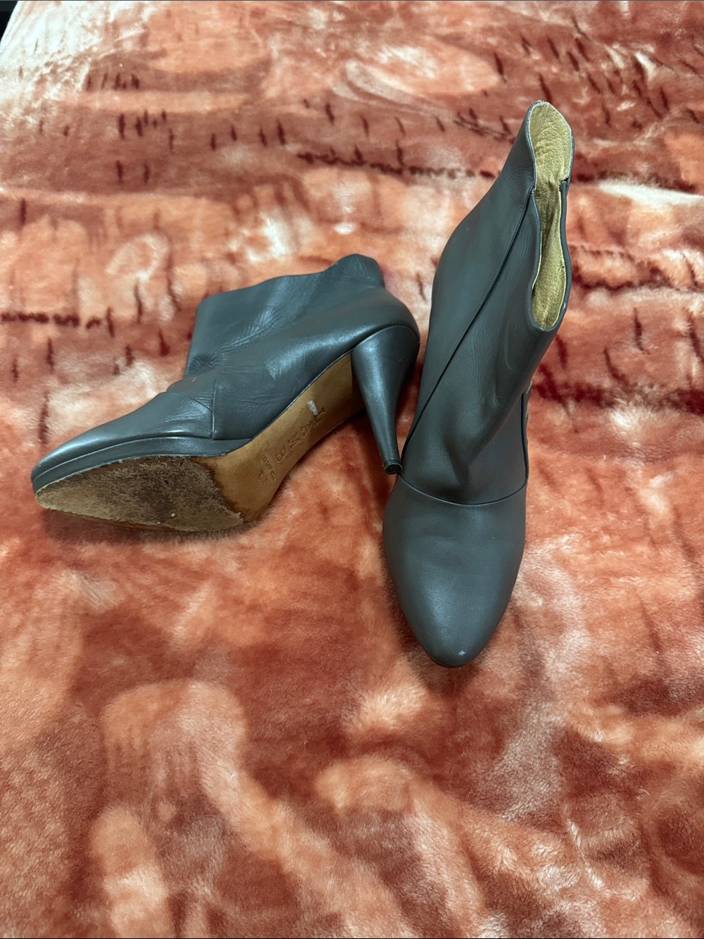 L.A.M.B. Dark Brown Leather Stiletto Ankle Boots